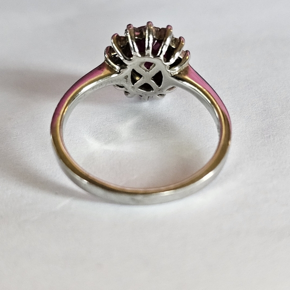 Authentic Montepuez Ruby & White Zircon Ring Platinum over 925 Sz 6! ❤️ - Picture 12 of 13